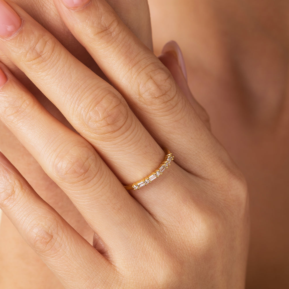 Multi Gem Baguette Stacking Ring - Gold / 5