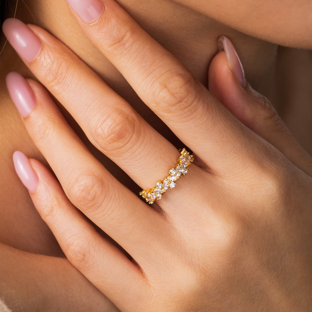Multi Stone Marquise Ring - Gold / 5