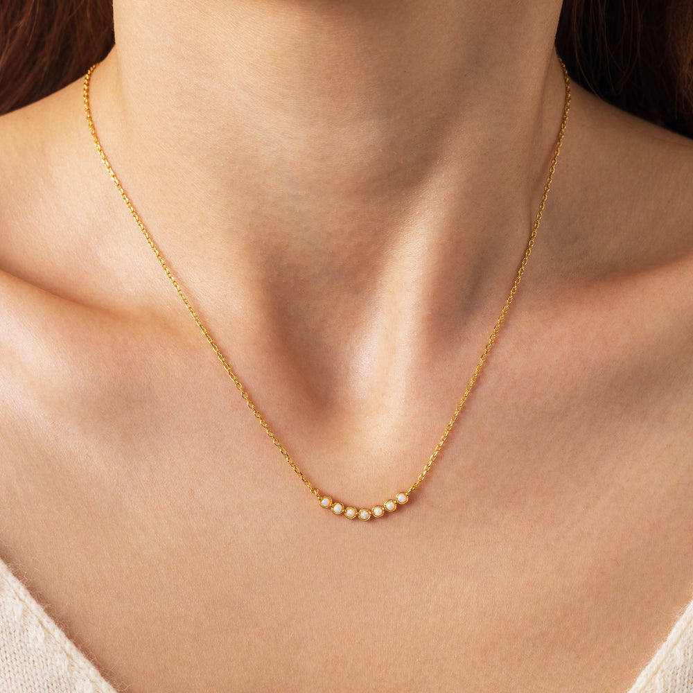 Opal Arc Necklace - Gold / 16" + 2"