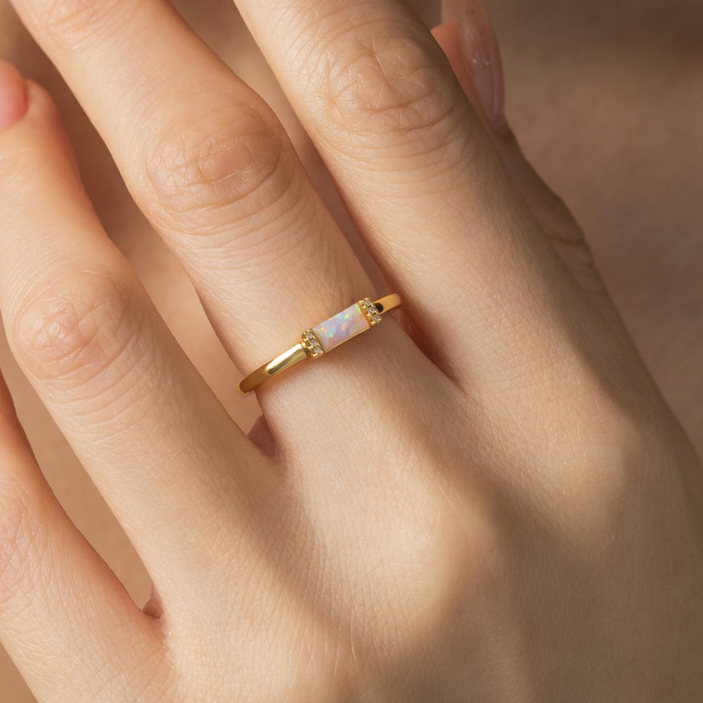 Opal Baguette Ring - Gold / 7