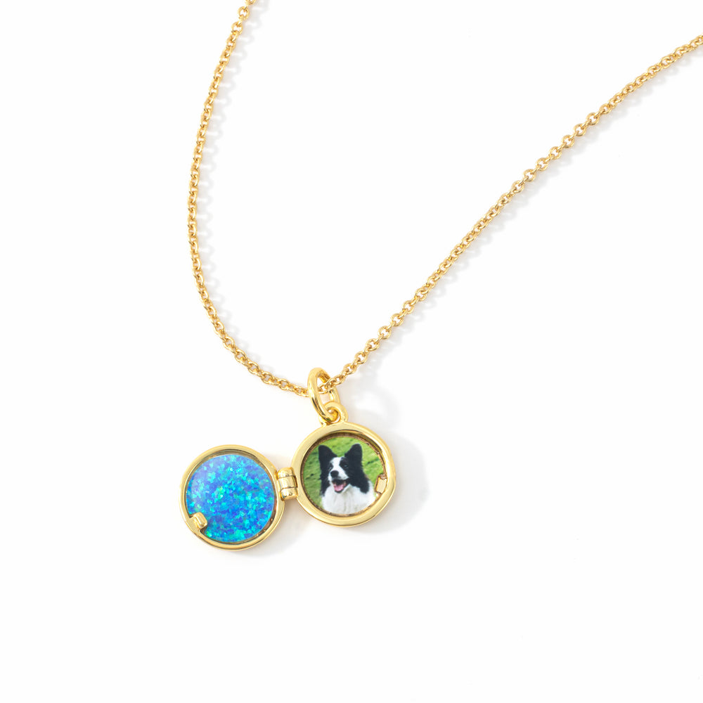 Opal Ocean Wave Locket Necklace - Gold / 16" + 2"