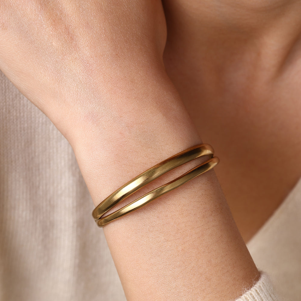 Organic Bangle Bracelet - Gold / 6.5"