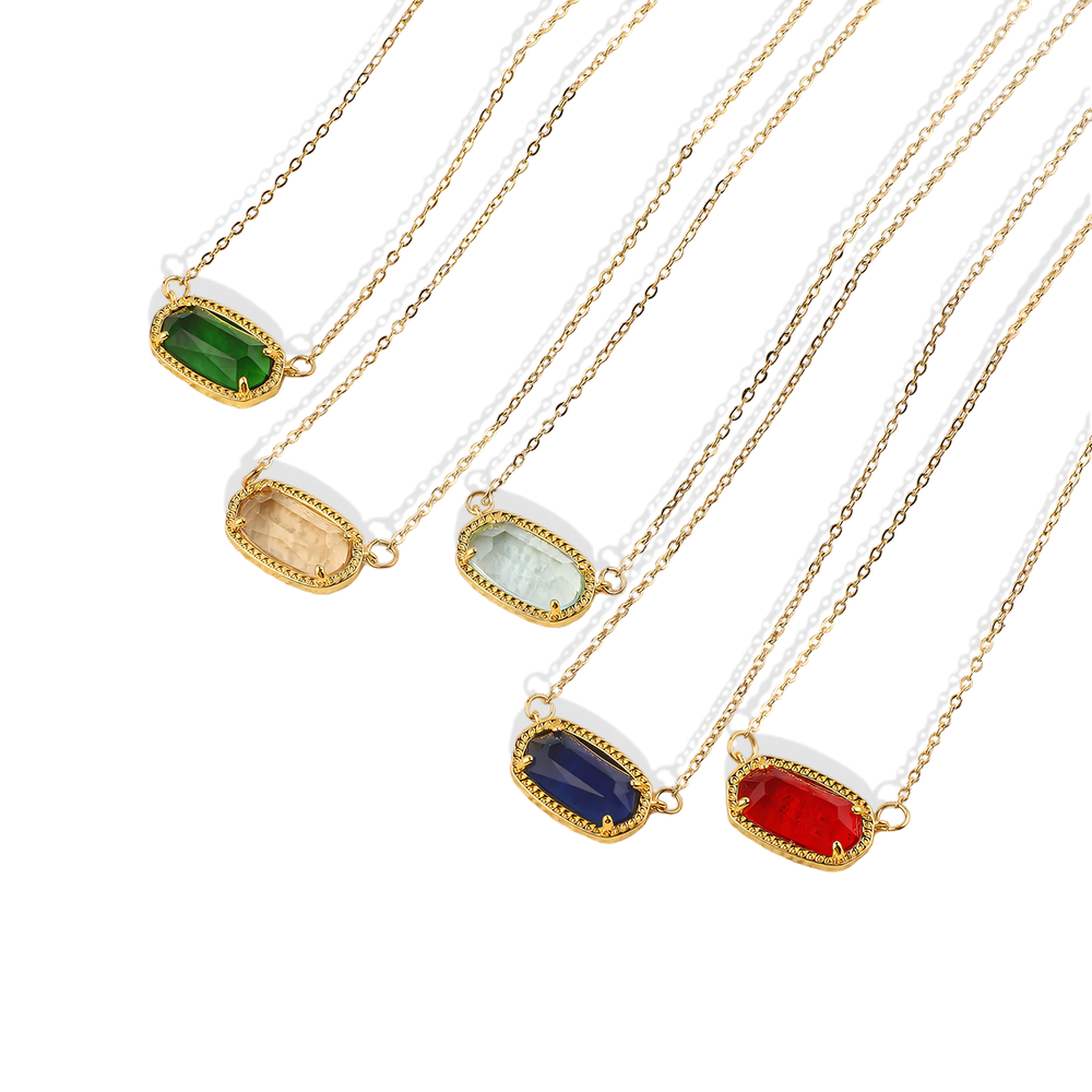 Oval Birthstone Pendant Necklace - August Peridot