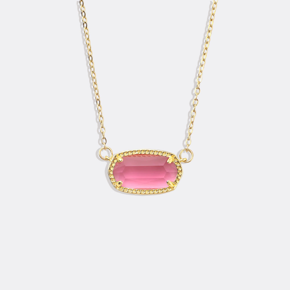 Oval Birthstone Pendant Necklace - October Pink Tourmaline