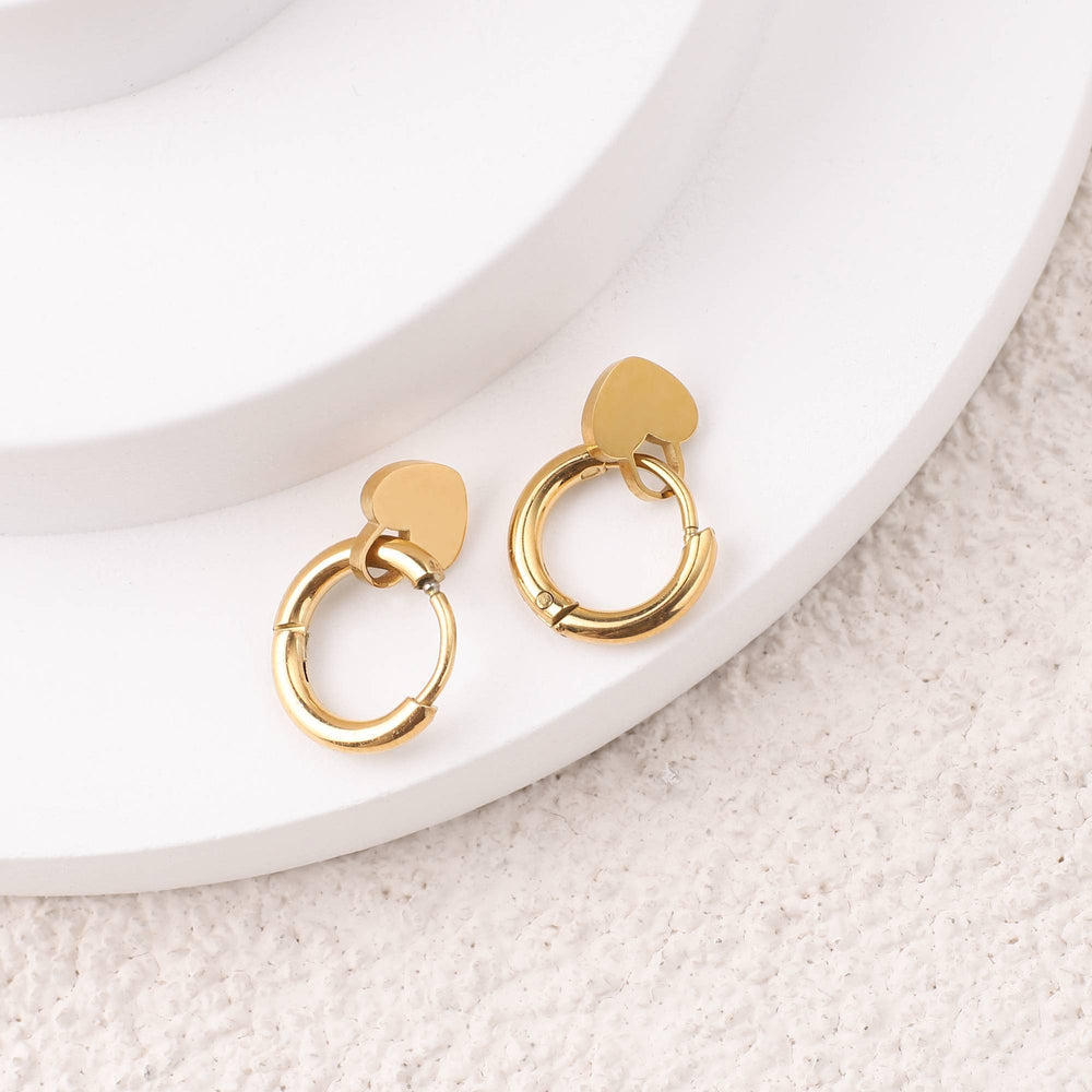Padlock Heart Huggie Earrings - Default Title