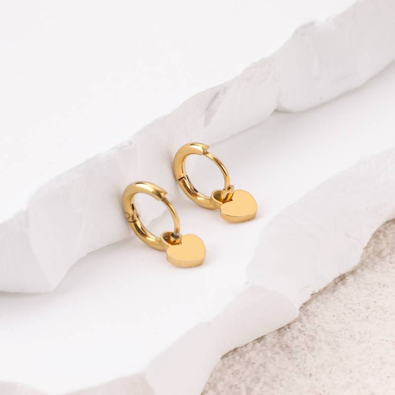 Padlock Heart Huggie Earrings - Default Title