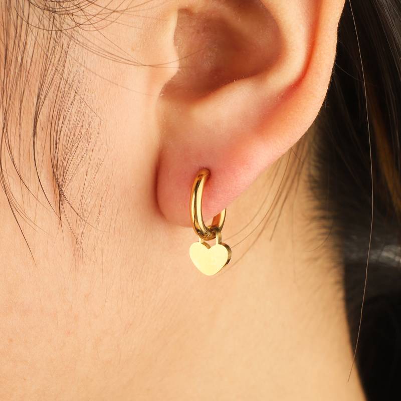 Padlock Heart Huggie Earrings - Default Title