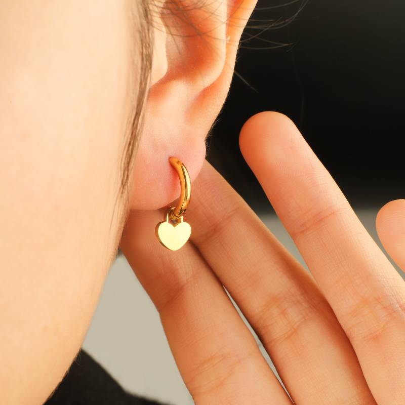 Padlock Heart Huggie Earrings - Default Title