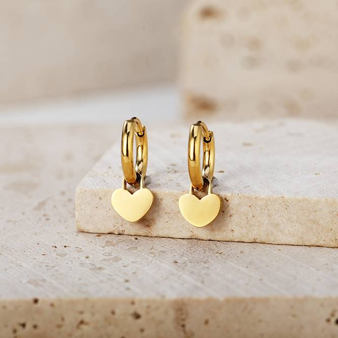 Padlock Heart Huggie Earrings - Default Title
