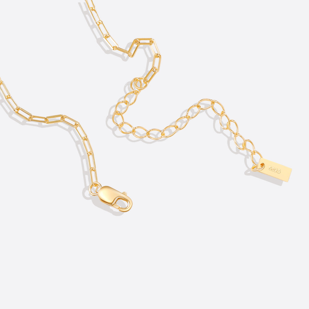 Mother Of Pearl Heart Initial Necklace - Brass / Paperclip / G