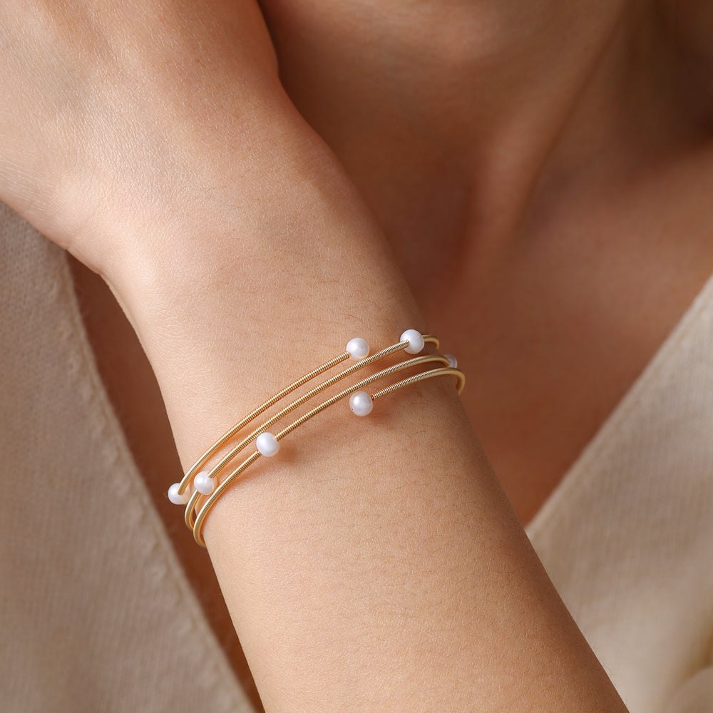 Pearl Wrap Bracelet - Gold
