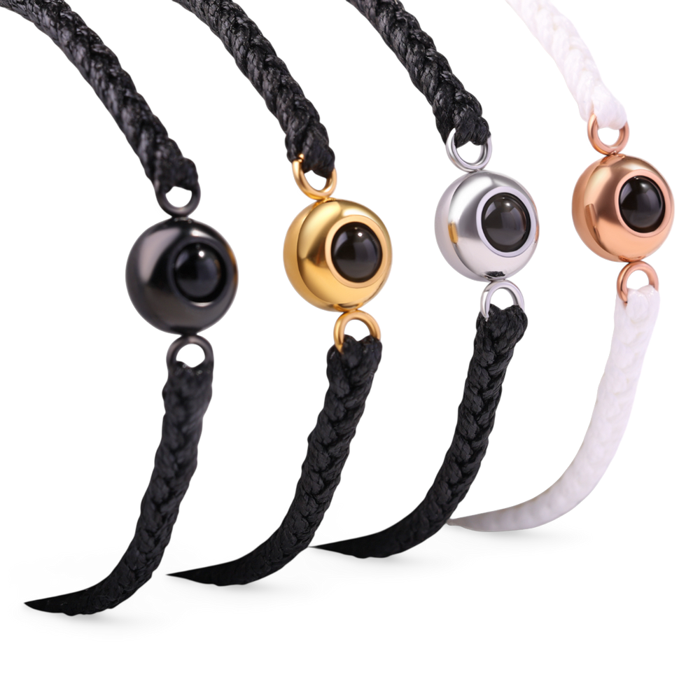 Personalisiertes verstellbares Fotoarmband - Schwarzes Metall / Schwarz