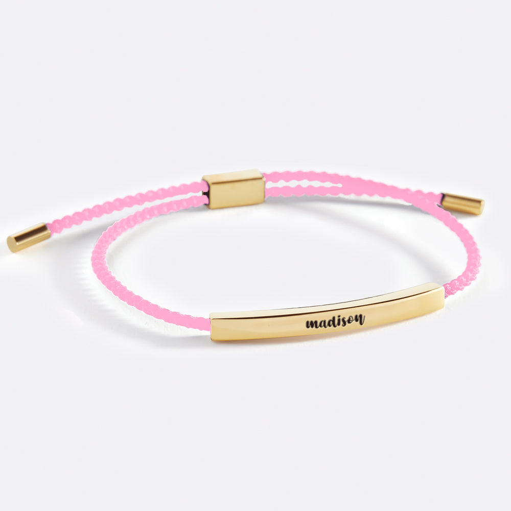Personalized Inspire Bracelet - Cursive / Gold / Pink