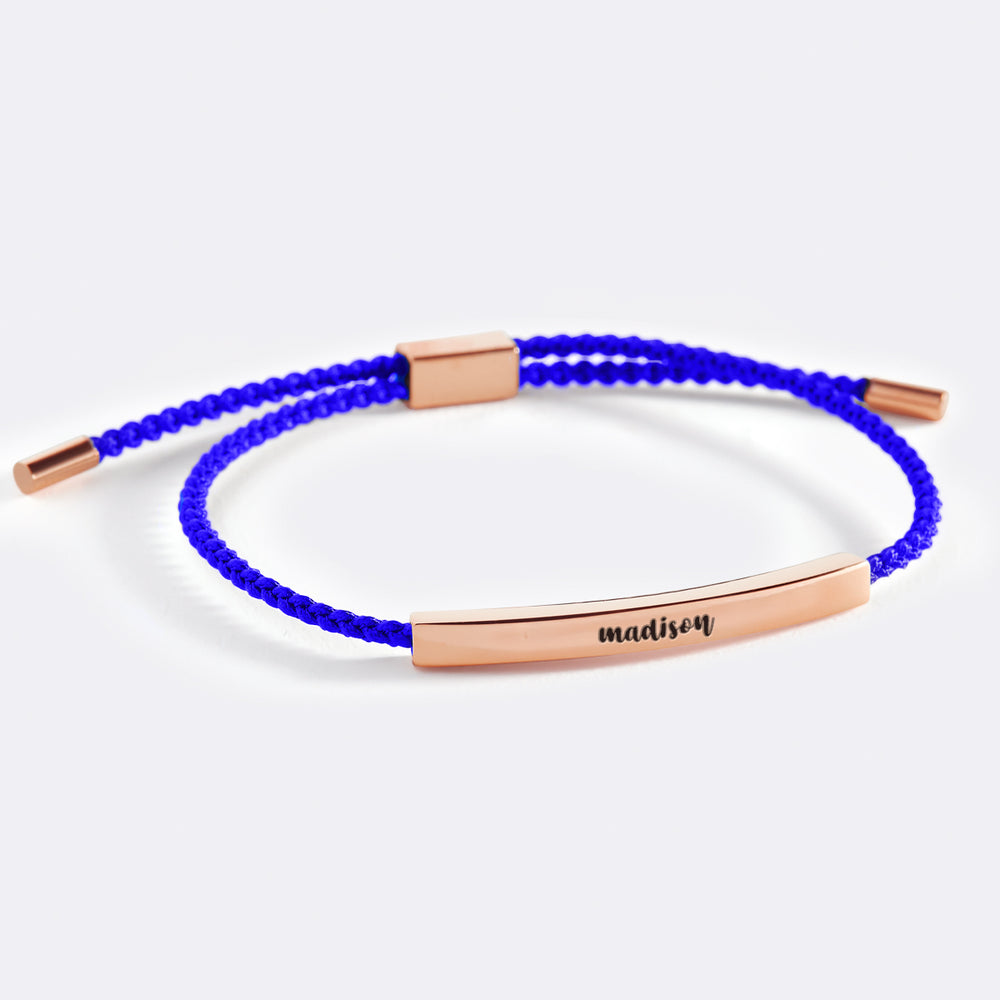 Personalized Inspire Bracelet - Cursive / 18k Rose Gold Plated / Royal Blue