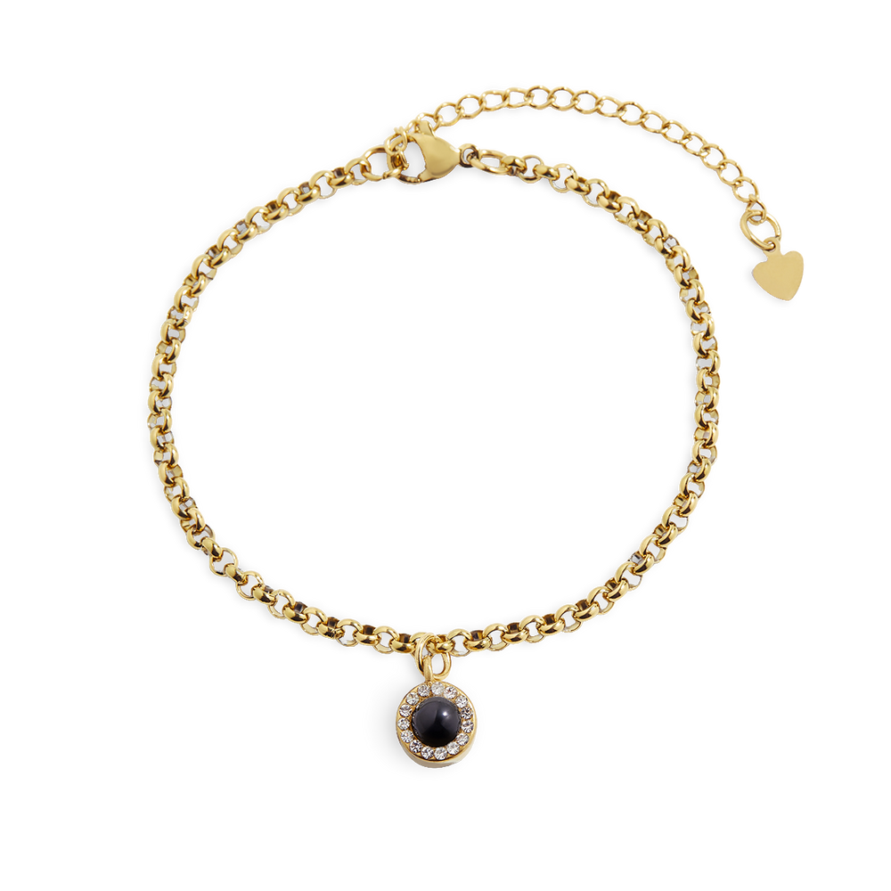 Petite Halo Photo Bracelet - 18k Gold Plated / 6.75" + 2"