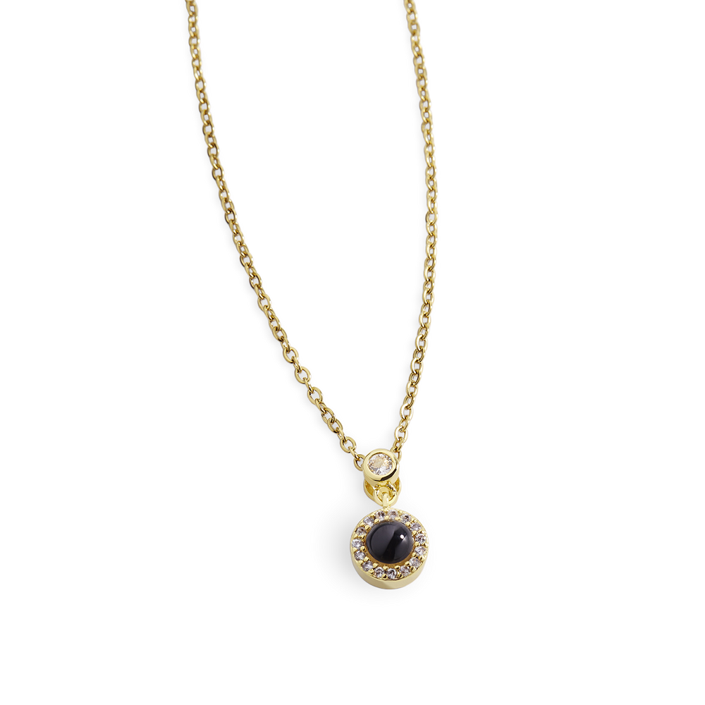 Kleine Halo-Foto-Halskette - 18 Karat vergoldet
