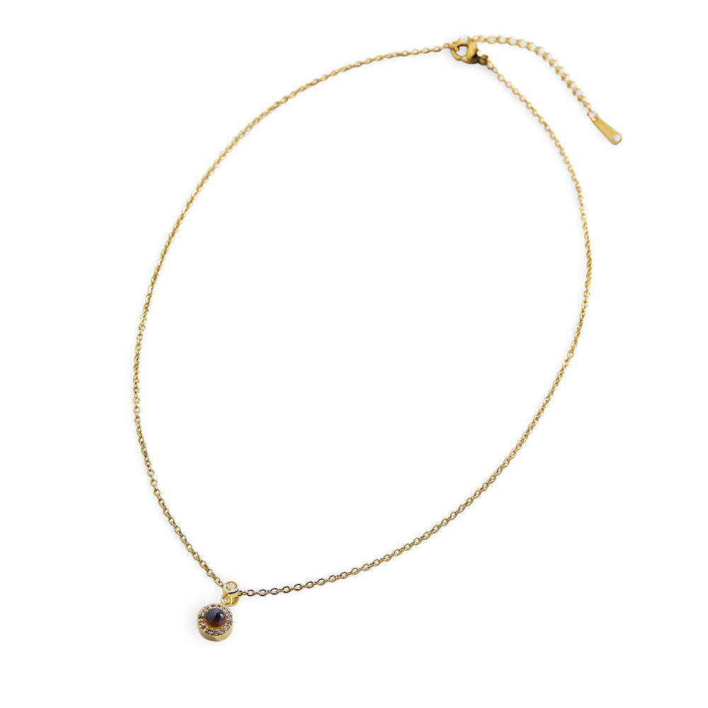 Kleine Halo-Foto-Halskette - 18 Karat vergoldet