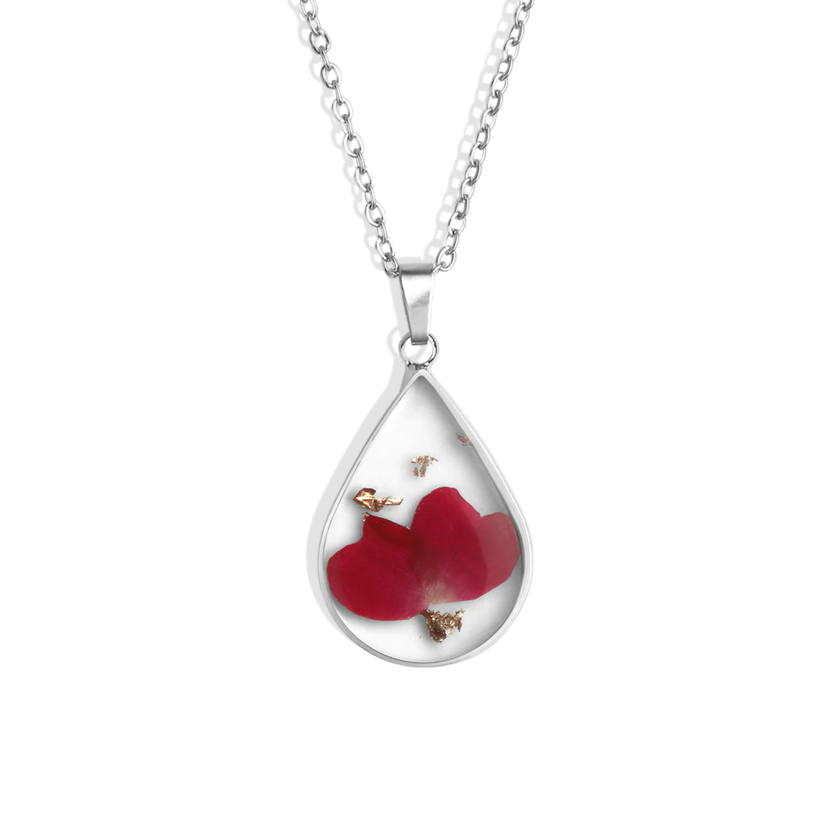 Pressed Birth Flower Droplet Necklace