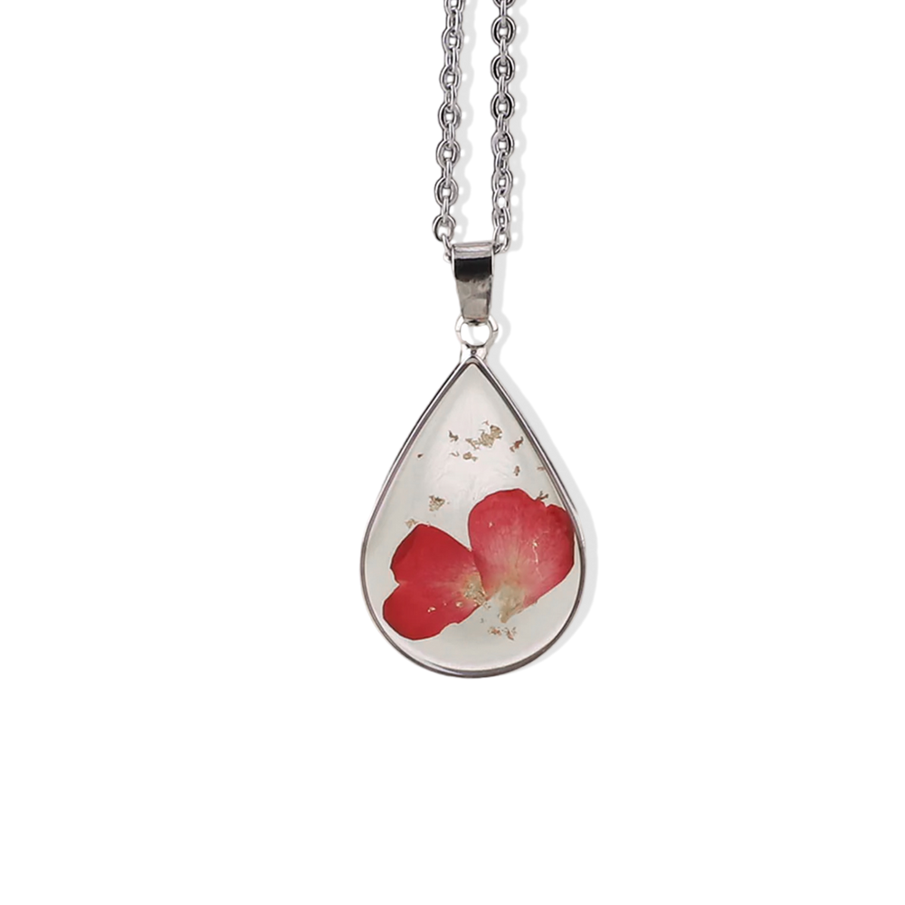Pressed Birth Flower Droplet Necklace - September