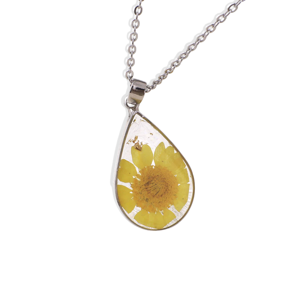 Pressed Birth Flower Droplet Necklace - September