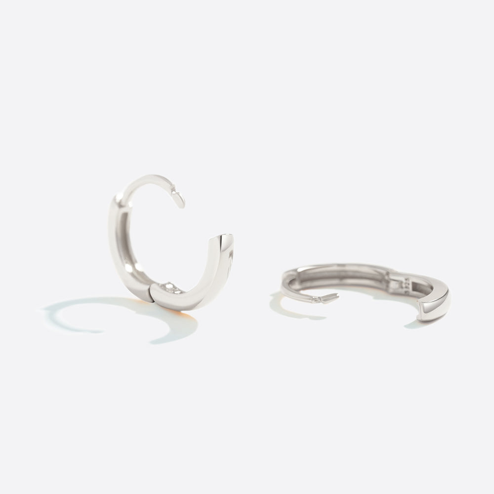 Dainty Huggie Hoop Earrings - Silver / 12mm