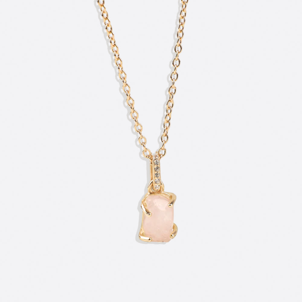 Raw Moonstone Pave Link Pendant Necklace - 18k Gold Over Sterling Silver