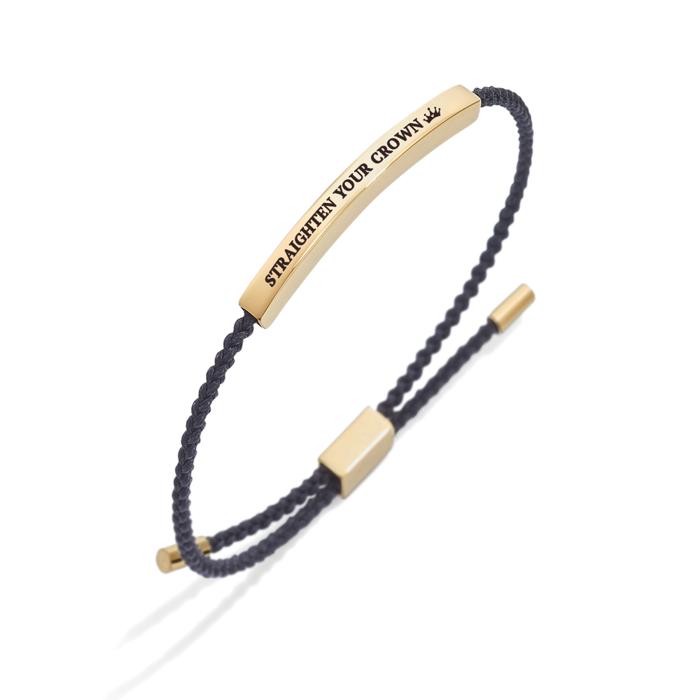 Remember Who You Are and Straighten Your Crown Inspire Bracelet - 18k Gold Plated / Midnight Black / Standard