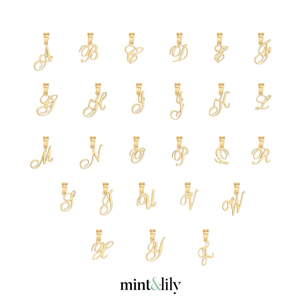 Romantic Initial Charm Pendant - 18k Gold Over Sterling Silver / A