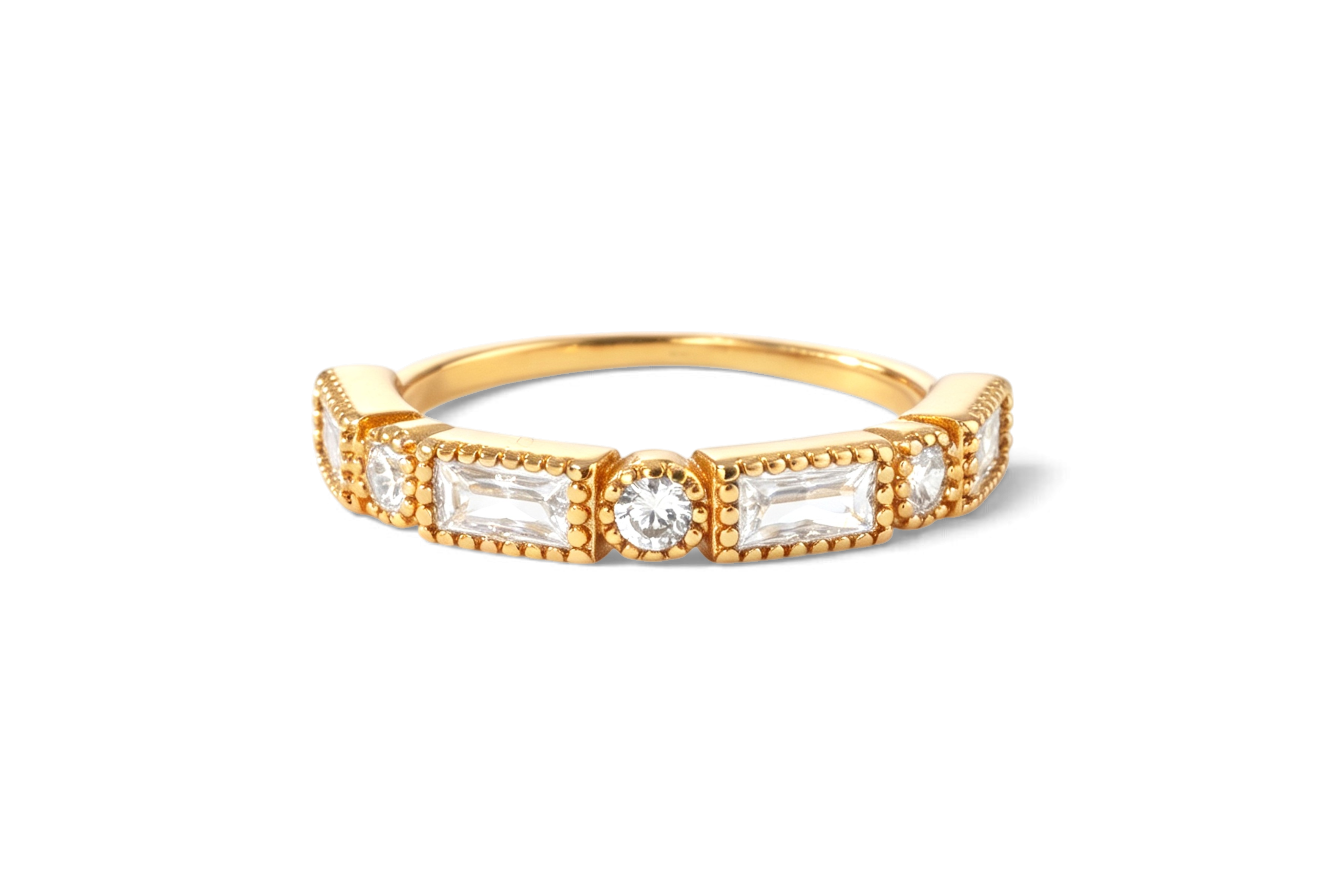 Round & Baguette Vintage Ring
