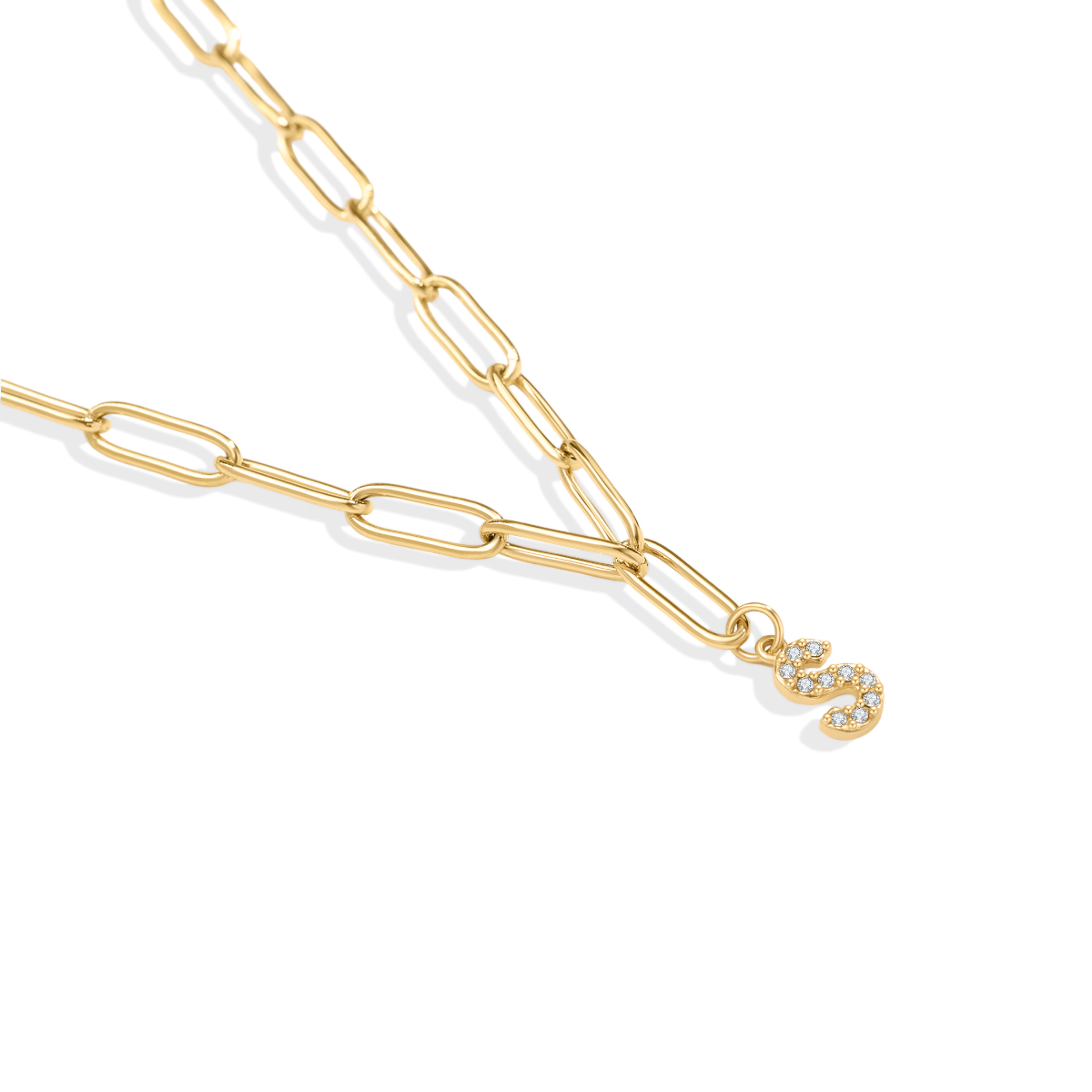 Paperclip Pave Initial Necklace