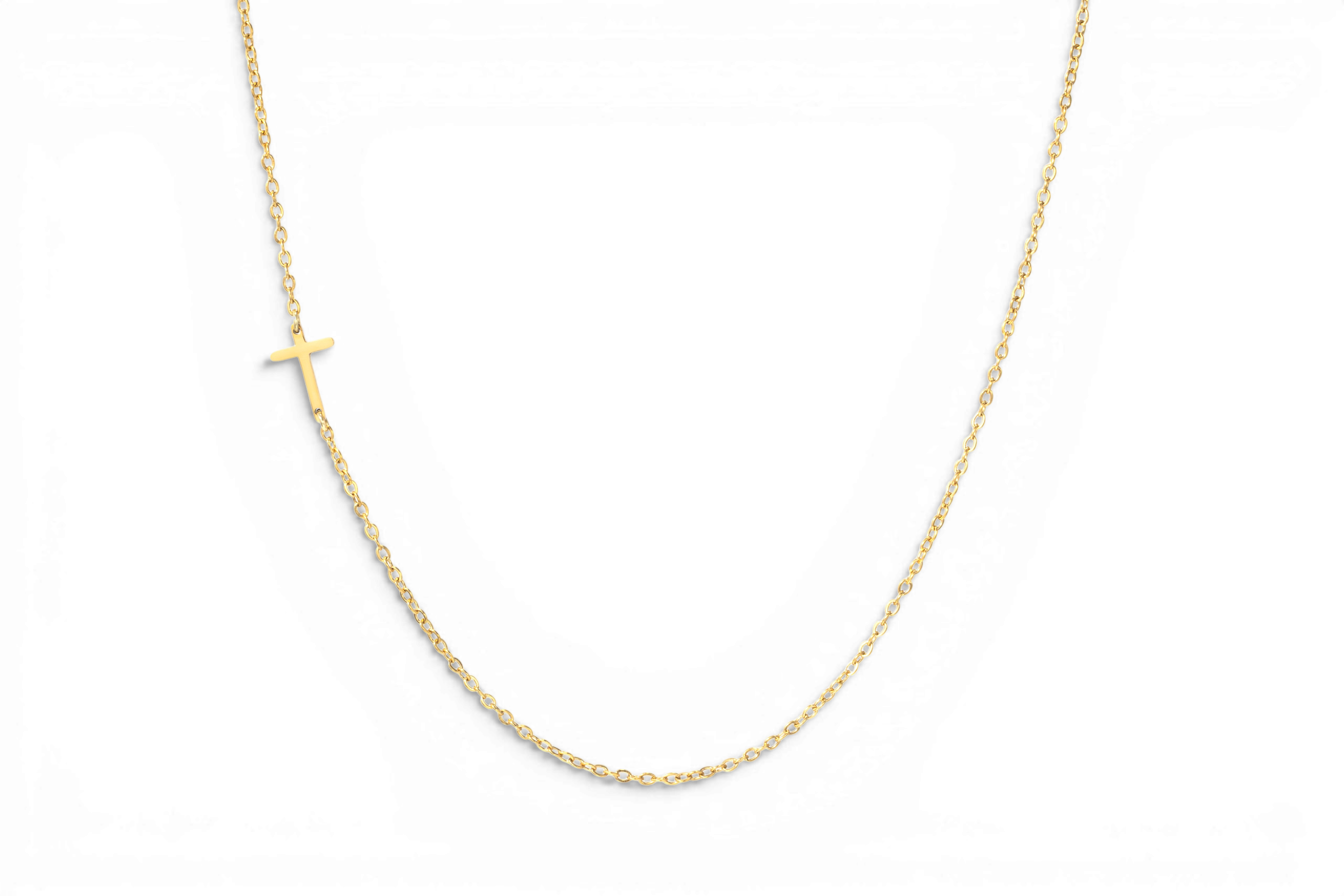 Dainty Sideways Cross Necklace