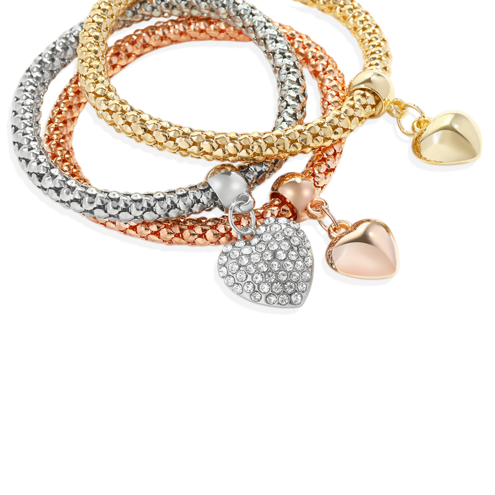 Solide Herzen Metallarmband - 3er-Set