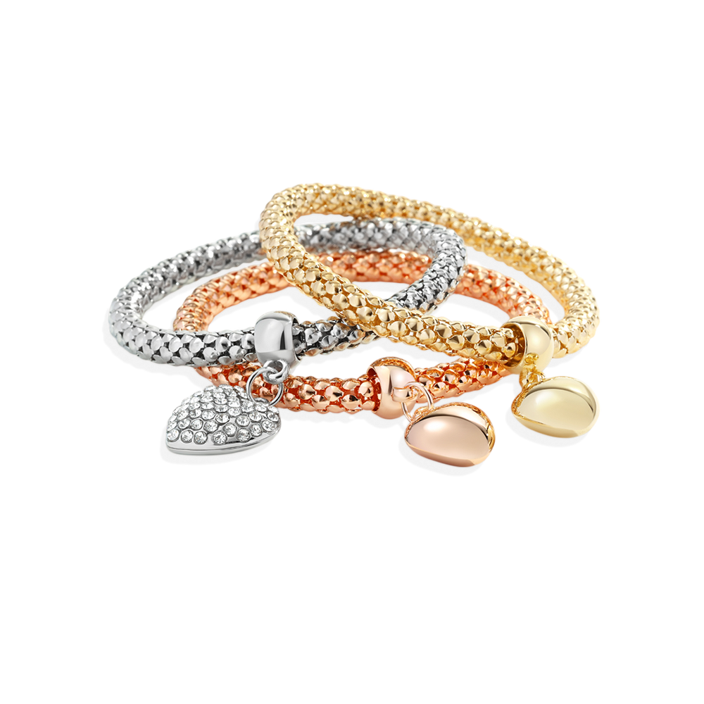 Solide Herzen Metallarmband - 3er-Set