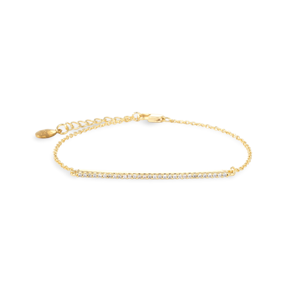 Sparkling Bar Bracelet - 18k Gold Plated / 6.5"+1"