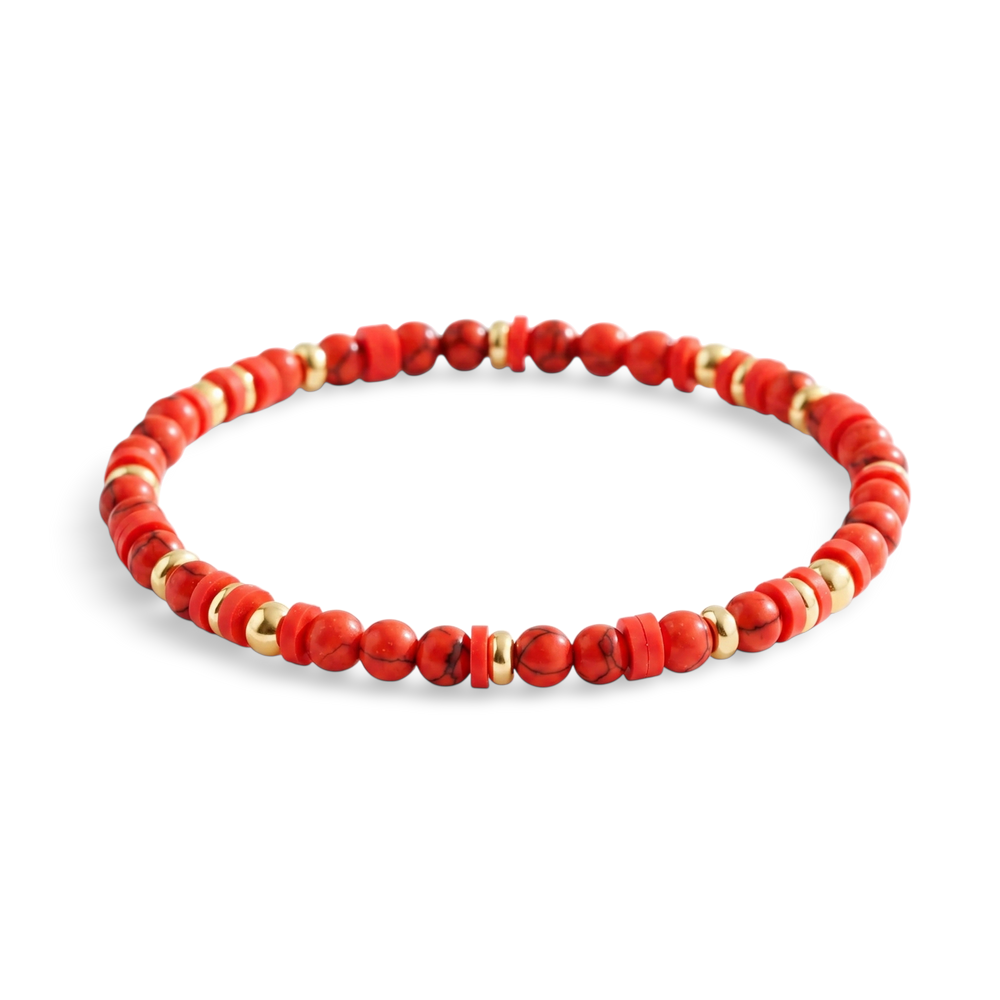 Stacking Birthstone Beaded Bracelet - January Garnet / 7"