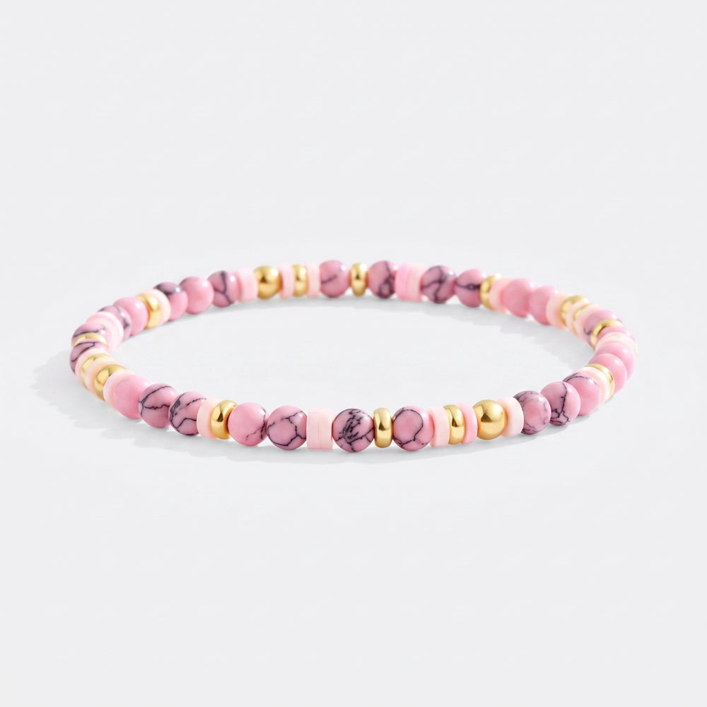 Stacking Birthstone Beaded Bracelet - October Pink Tourmaline / 6.5"