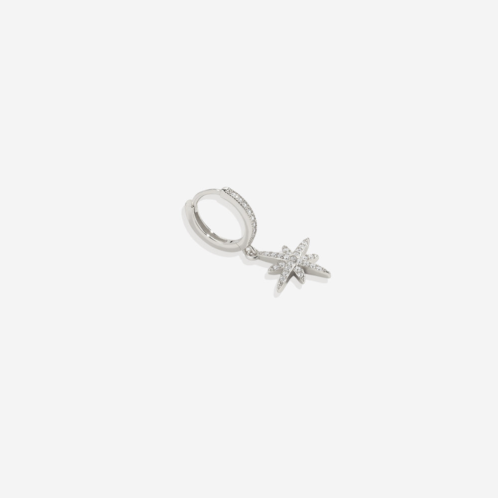 Starburst Drop Huggie Earrings - 925 Sterling Silver