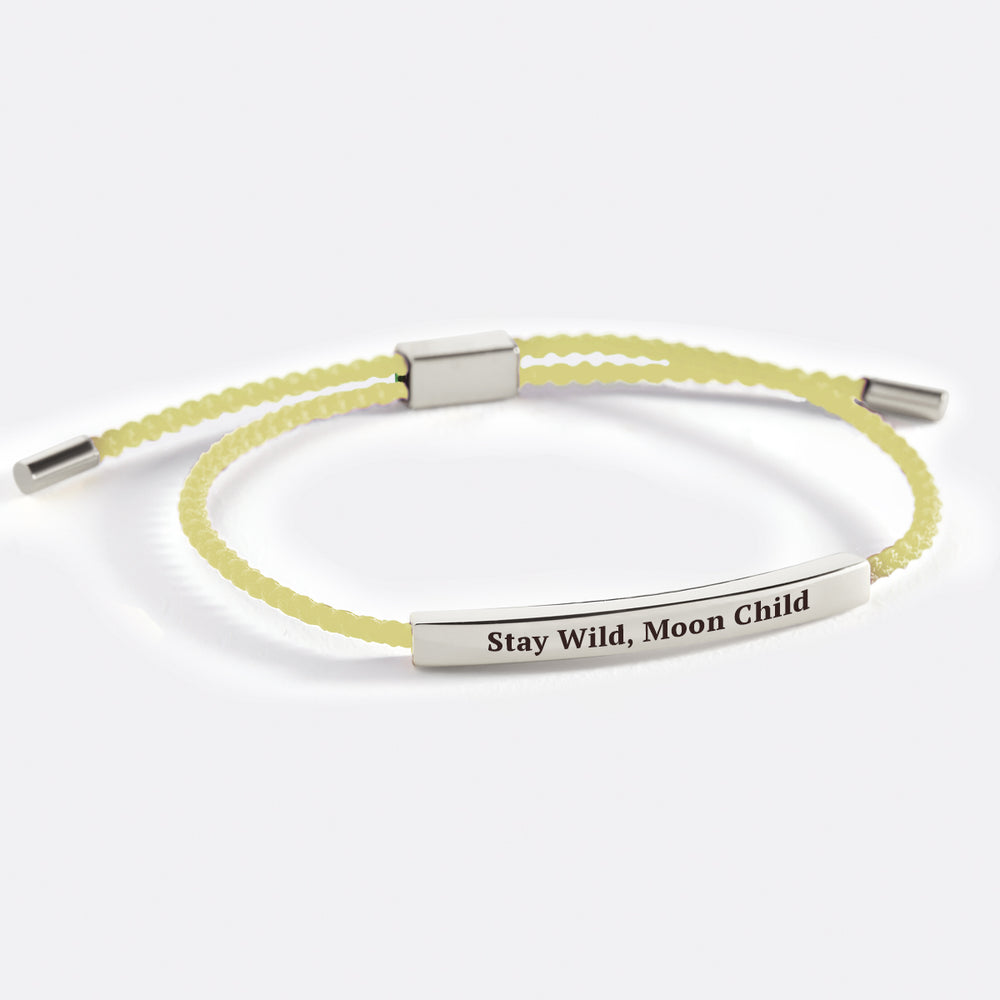 Stay Wild, Moon Child Inspire Bracelet - Silver / Lemon Yellow
