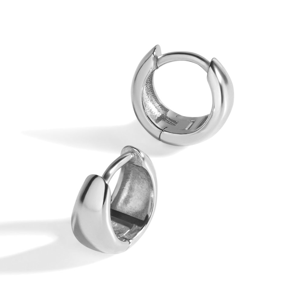 Teardrop Huggie Hoop Earrings - 925 Sterling Silver / 8mm