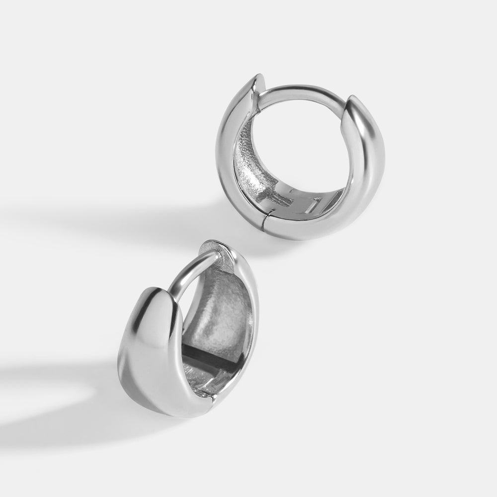 Teardrop Huggie Hoop Earrings - 925 Sterling Silver / 6mm