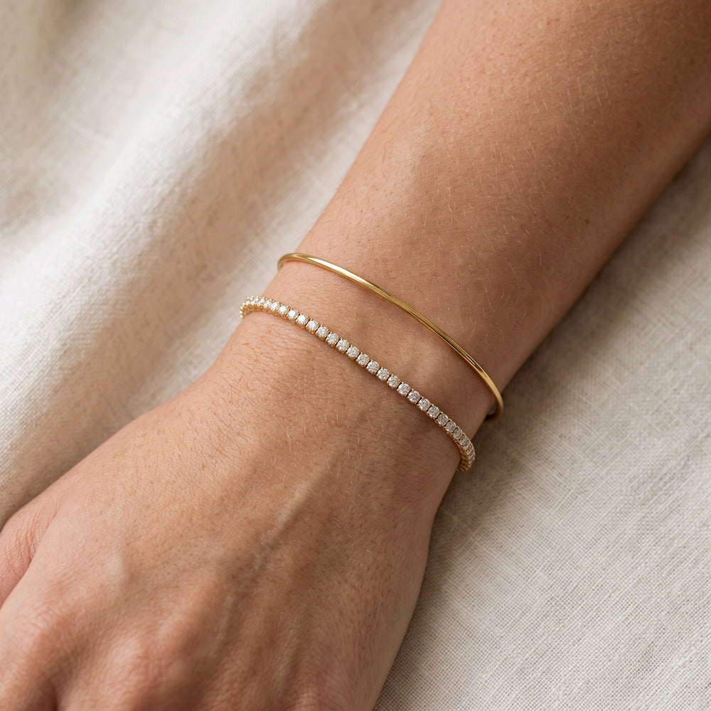 Tennis & Bar Cuff Stack - Gold