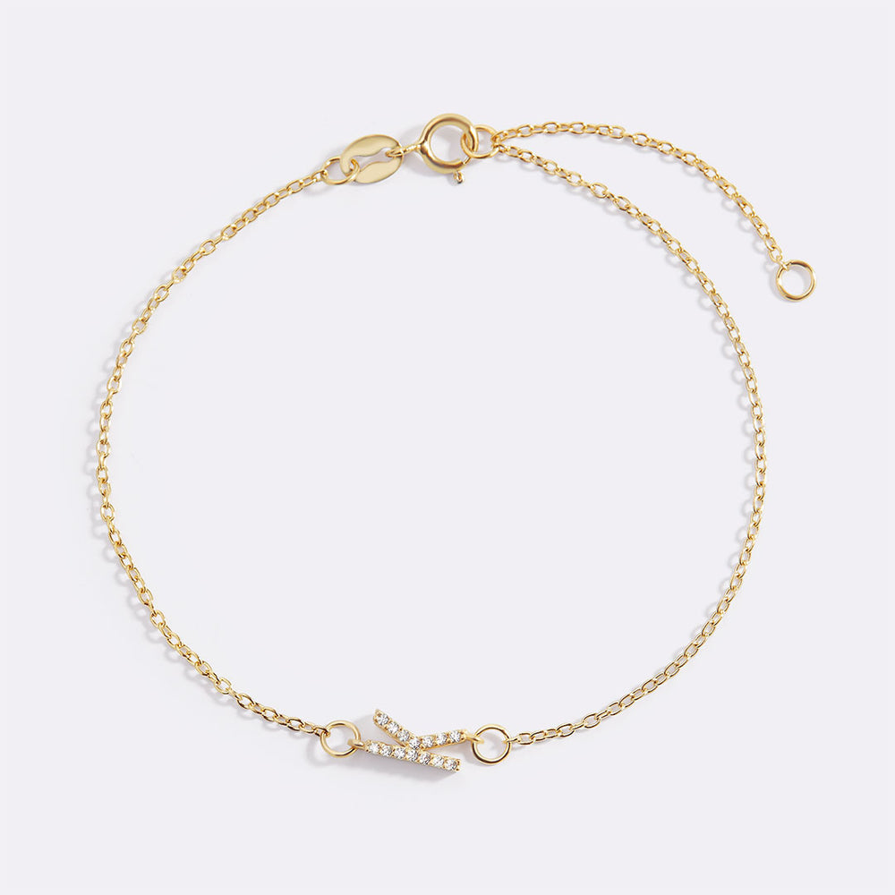 The Skinny Diamond Initial Bracelet - Gold / A