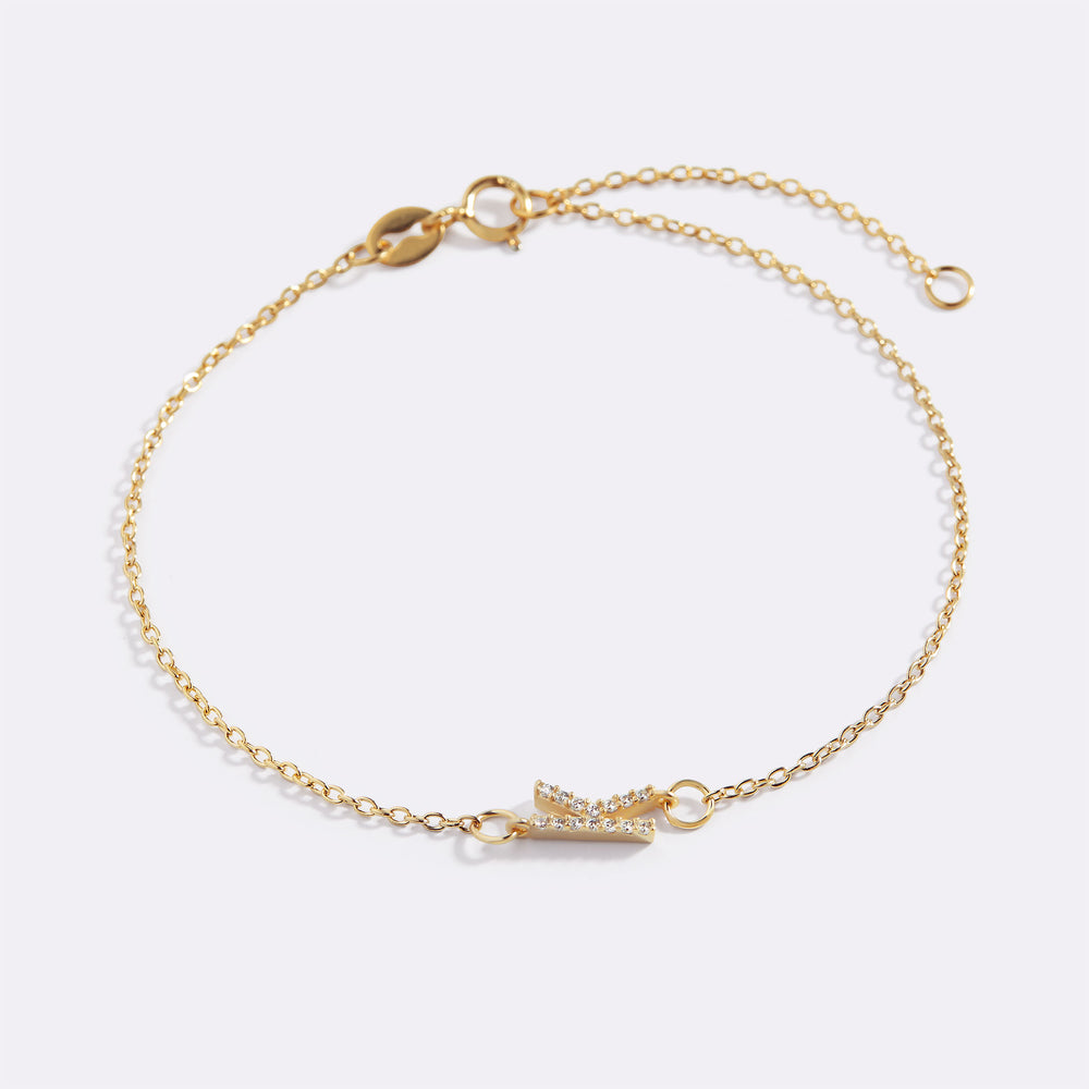 The Skinny Diamond Initial Bracelet - Gold / A