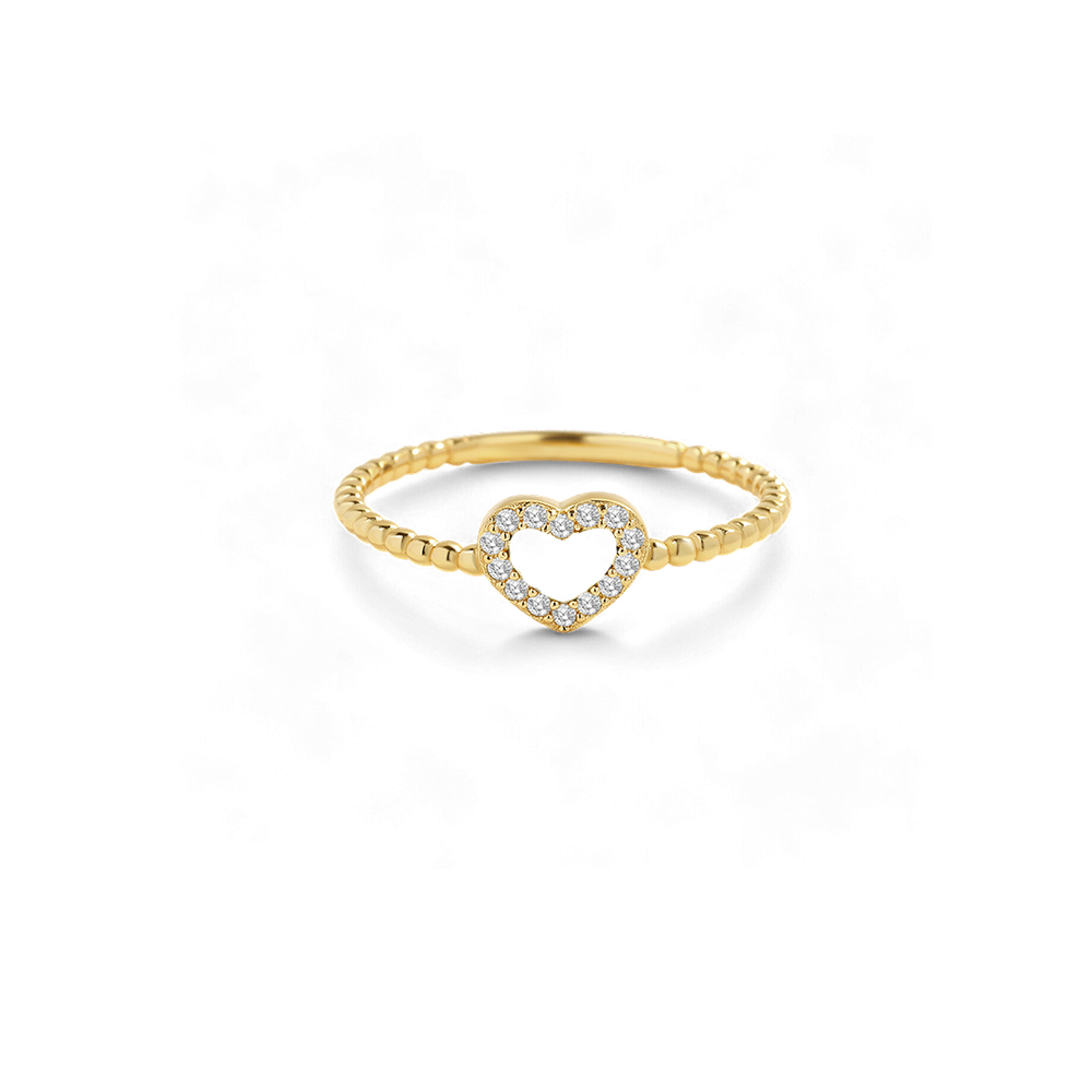 Tiny Gemstone Heart Stacking Ring - White Mother of Pearl / 9