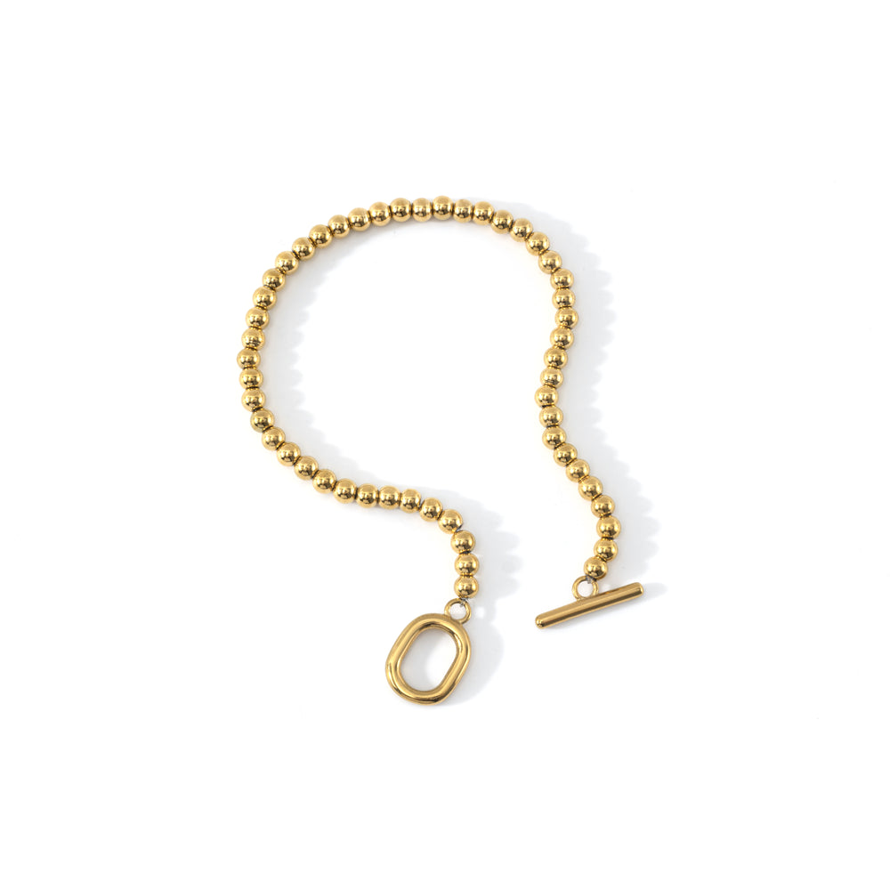 Toggle Clasp Beaded Bracelet - Gold / 6.5"