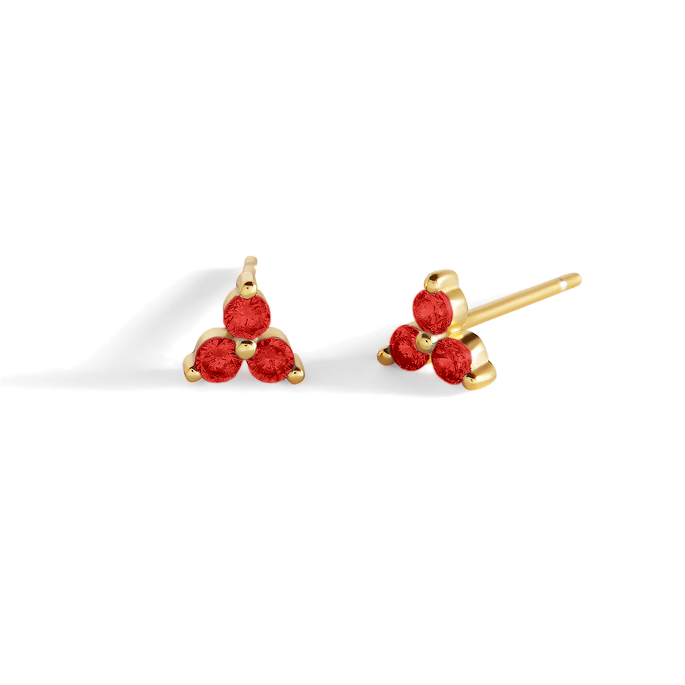 Trinity Birthstone Stud Earrings - 925 Sterling Silver / July Ruby