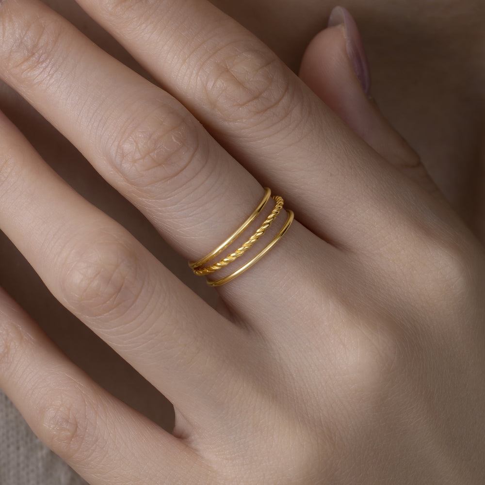 Trio Stacking Ring Set - Gold / 7