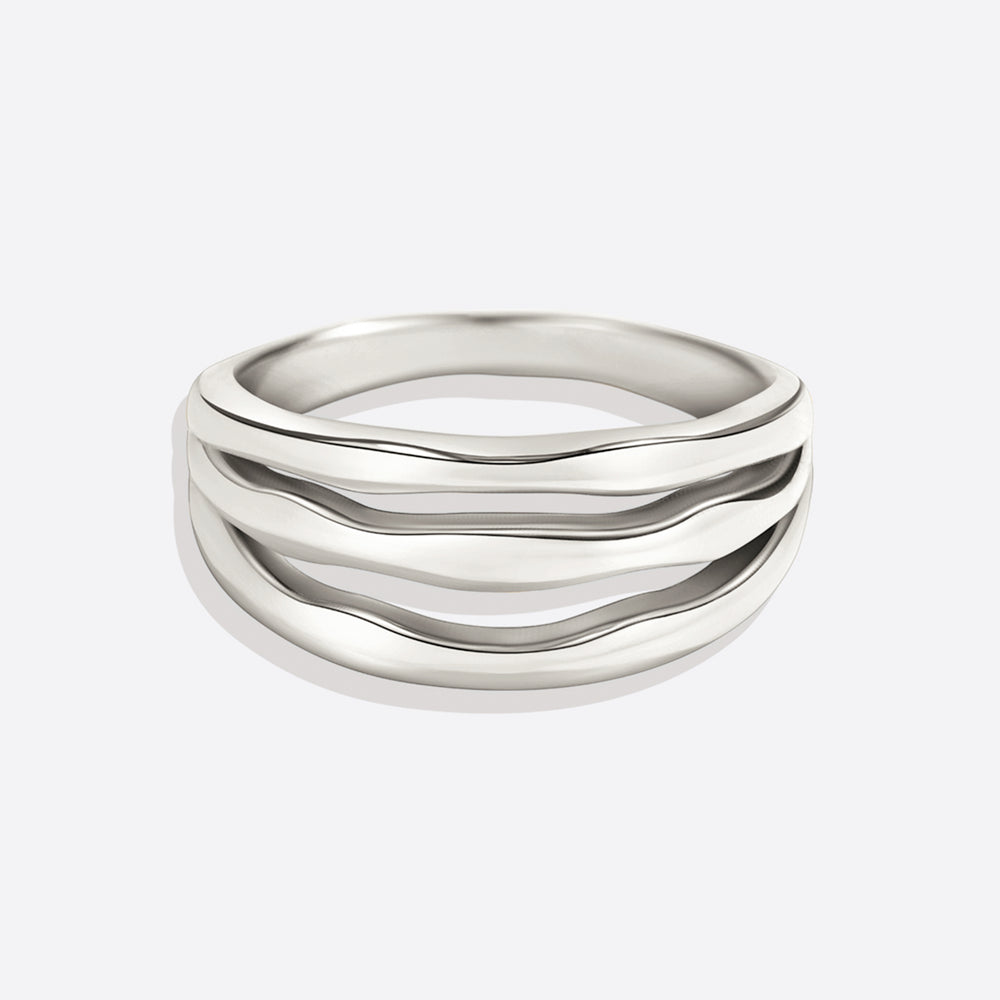 Gold Triple Ring - 7 / 925 Sterling Silver