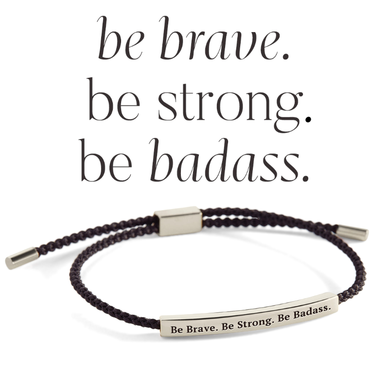 Bracelet with motivational quote on a light background