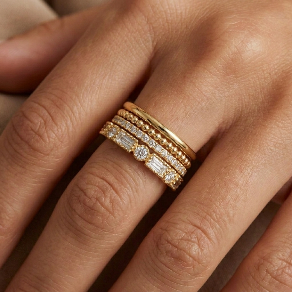 Vintage Maximalist Ring Stack - Gold / 7